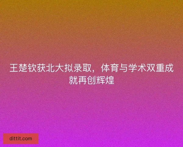 王楚钦获北大拟录取，体育与学术双重成就再创辉煌