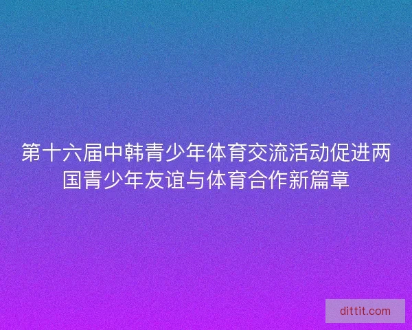 第十六届中韩青少年体育交流活动促进两国青少年友谊与体育合作新篇章 第十六届中韩青少年体育交流活动促进两国青少年友谊与体育合作新篇章
